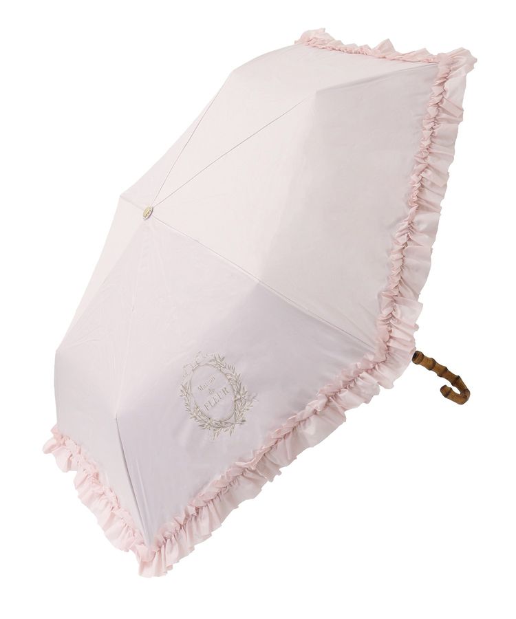 Maison de FLEUR 【晴雨兩用/100%防紫外線布料/UPF50+】遮光防紫外線褶皺折疊傘