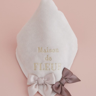 Maison de FLEUR 雙色絲帶毛巾手帕 Maison de FLEUR 雙色絲帶毛巾手帕