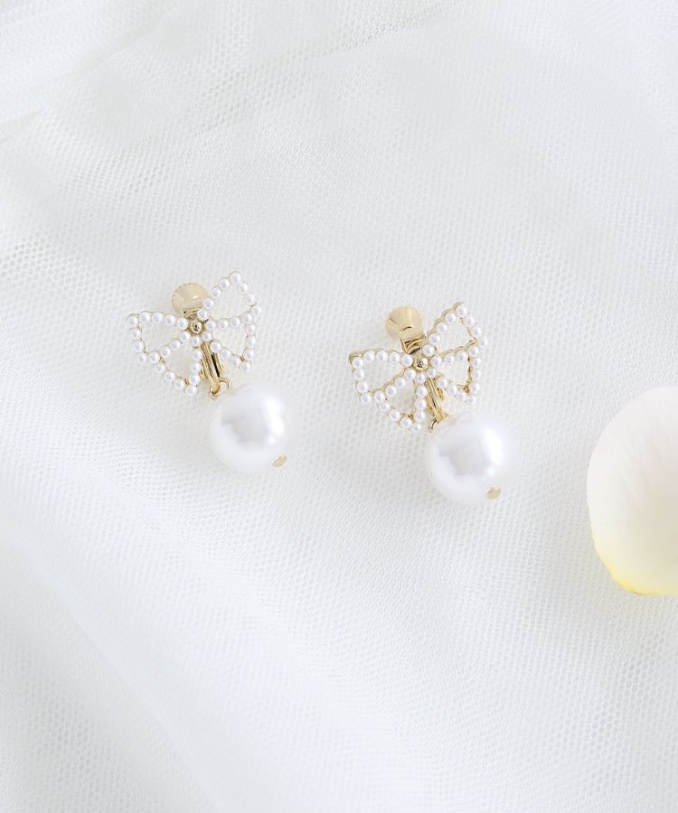Maison de FLEUR 珍珠絲帶耳環 Maison de FLEUR 珍珠絲帶耳環