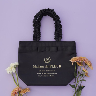 Maison de FLEUR 【中/A4相容】品牌Logo荷葉邊手把手提袋(中) Maison de FLEUR 【中/A4相容】品牌Logo荷葉邊手把手提袋(中)
