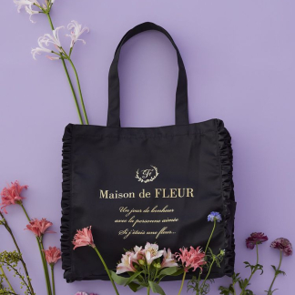 Maison de FLEUR [A4尺寸相容] 緞面荷葉邊方形手提袋