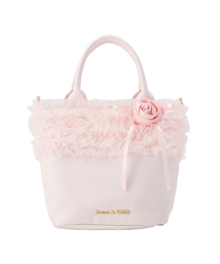 Maison de FLEUR 【兩用款】薄紗荷葉邊玫瑰雙用包