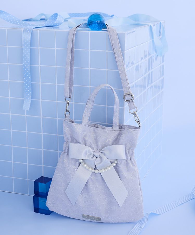 Maison de FLEUR 【雙向】藍色狂熱絲帶雙向手提袋 Maison de FLEUR 【雙向】藍色狂熱絲帶雙向手提袋