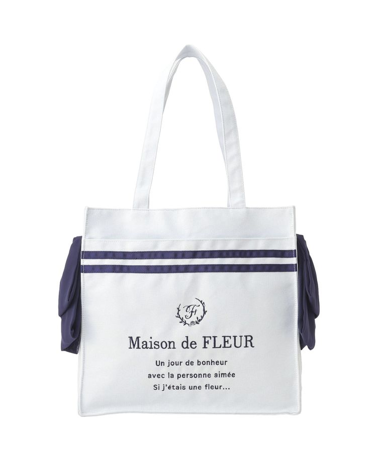 Maison de FLEUR Marine Line 緞帶方形手提袋