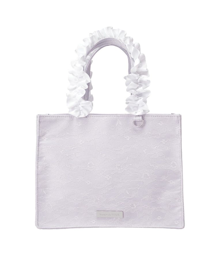 Maison de FLEUR Blue Mania 荷葉邊手把方形手提包