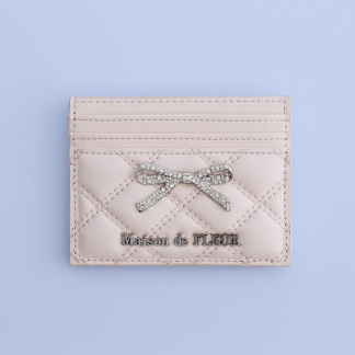 Maison de FLEUR 緞帶寶石絎縫卡包