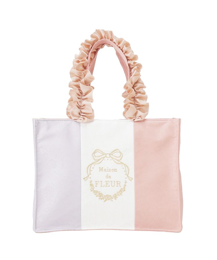 Maison de FLEUR 三色荷葉邊手把手提包
