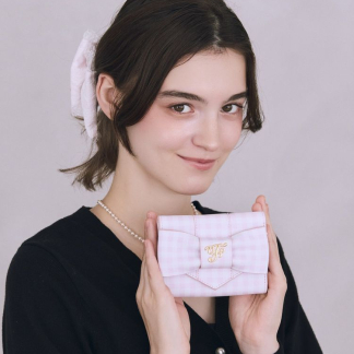 Maison de FLEUR 格紋 F 絲帶錢包