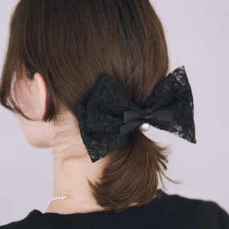 Maison de FLEUR Ribbon Mania 珍珠緞面蕾絲髮夾