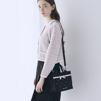 Maison de FLEUR 絎縫緞面兩用手提包 Maison de FLEUR 絎縫緞面兩用手提包