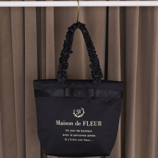 Maison de FLEUR 品牌標誌荷葉邊手把手提包(中) Maison de FLEUR 品牌標誌荷葉邊手把手提包(中)