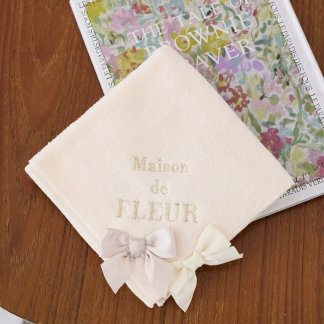 Maison de FLEUR 雙色絲帶毛巾手帕 Maison de FLEUR 雙色絲帶毛巾手帕