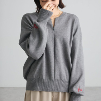 預訂Green Parks 半拉鍊袖刺繡針織套頭衫