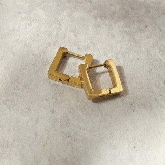 預訂GOLDY Square Line Hoop 一觸式不鏽鋼耳環