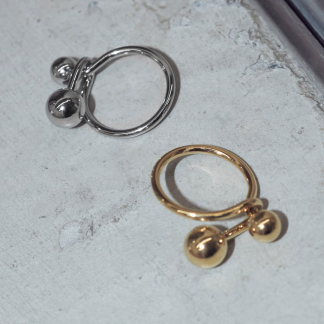 預訂GOLDY 雙金屬球不鏽鋼戒指