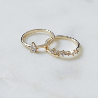 預訂GOLDY Cubic Zirconia × Metal 套裝戒指