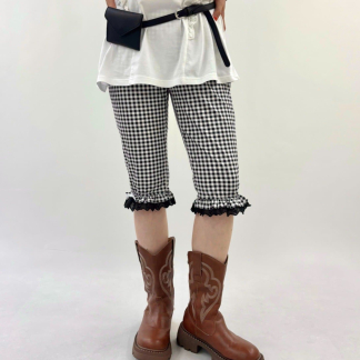 w closet 格紋七分褲