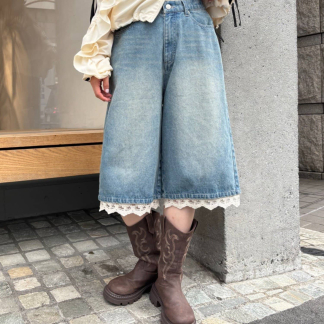 w closet 蕾絲牛仔短褲