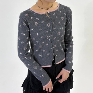 w closet 波浪花紋針織開襟衫