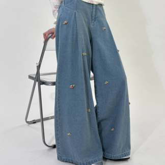 w closet 玫瑰圖案牛仔褲 w closet 玫瑰圖案牛仔褲