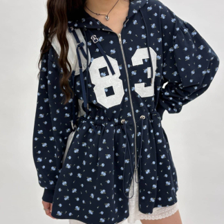 w closet 小碎花印花衛衣迷你連身裙
