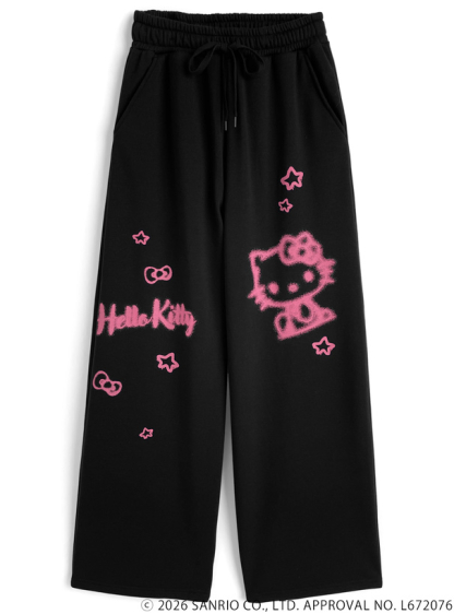 預訂GRL Hello Kitty噴漆塗鴉寬腳褲